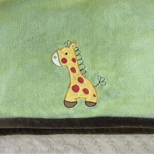 Tiddliwinks Yellow Giraffe Baby Blanket Green Brown Security Lovey